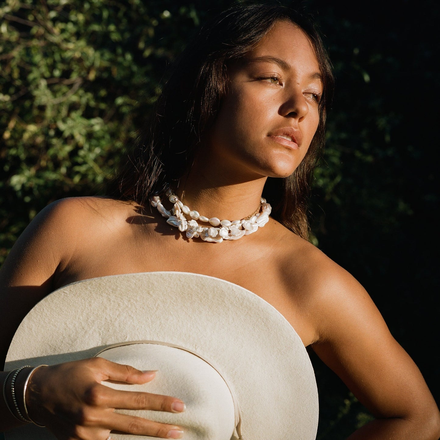 Oblong Pearl Necklace
