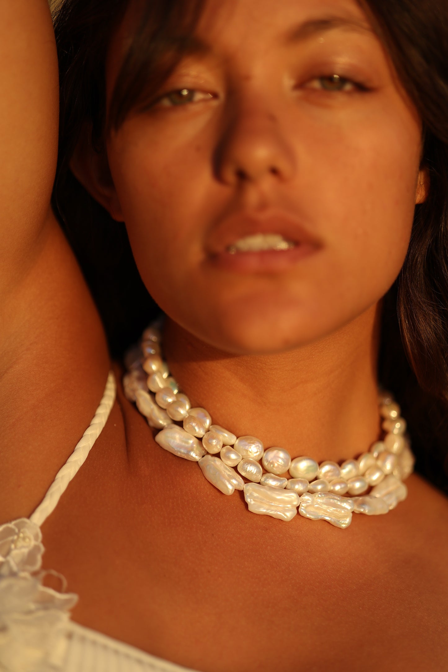 Oblong Pearl Necklace