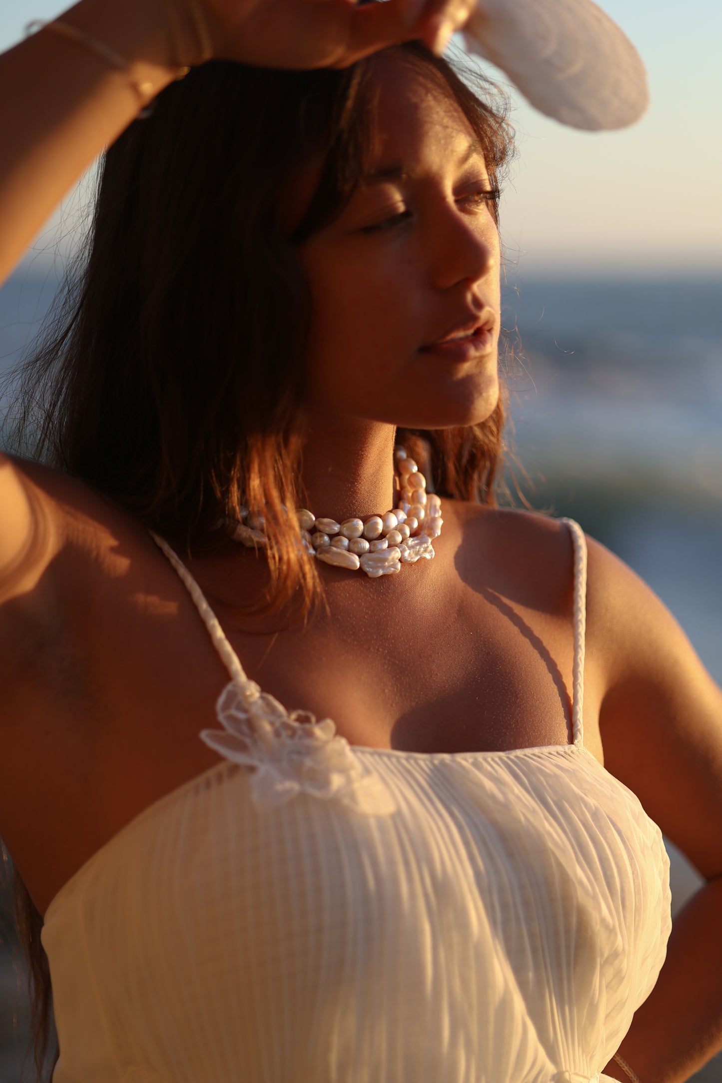 Oblong Pearl Necklace