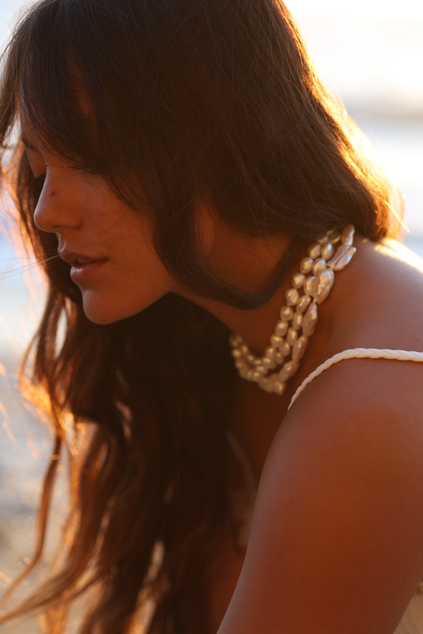 Oblong Pearl Necklace