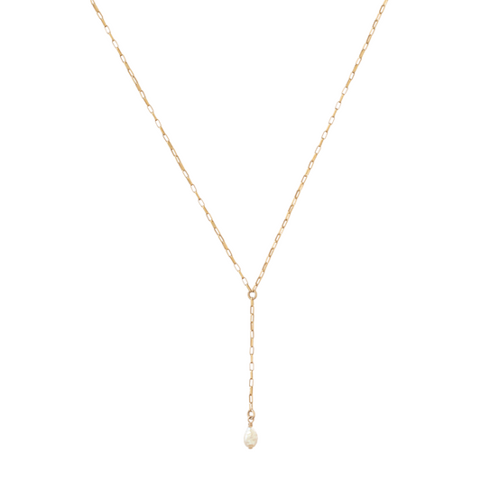 Pearl Drop Lariat Necklace