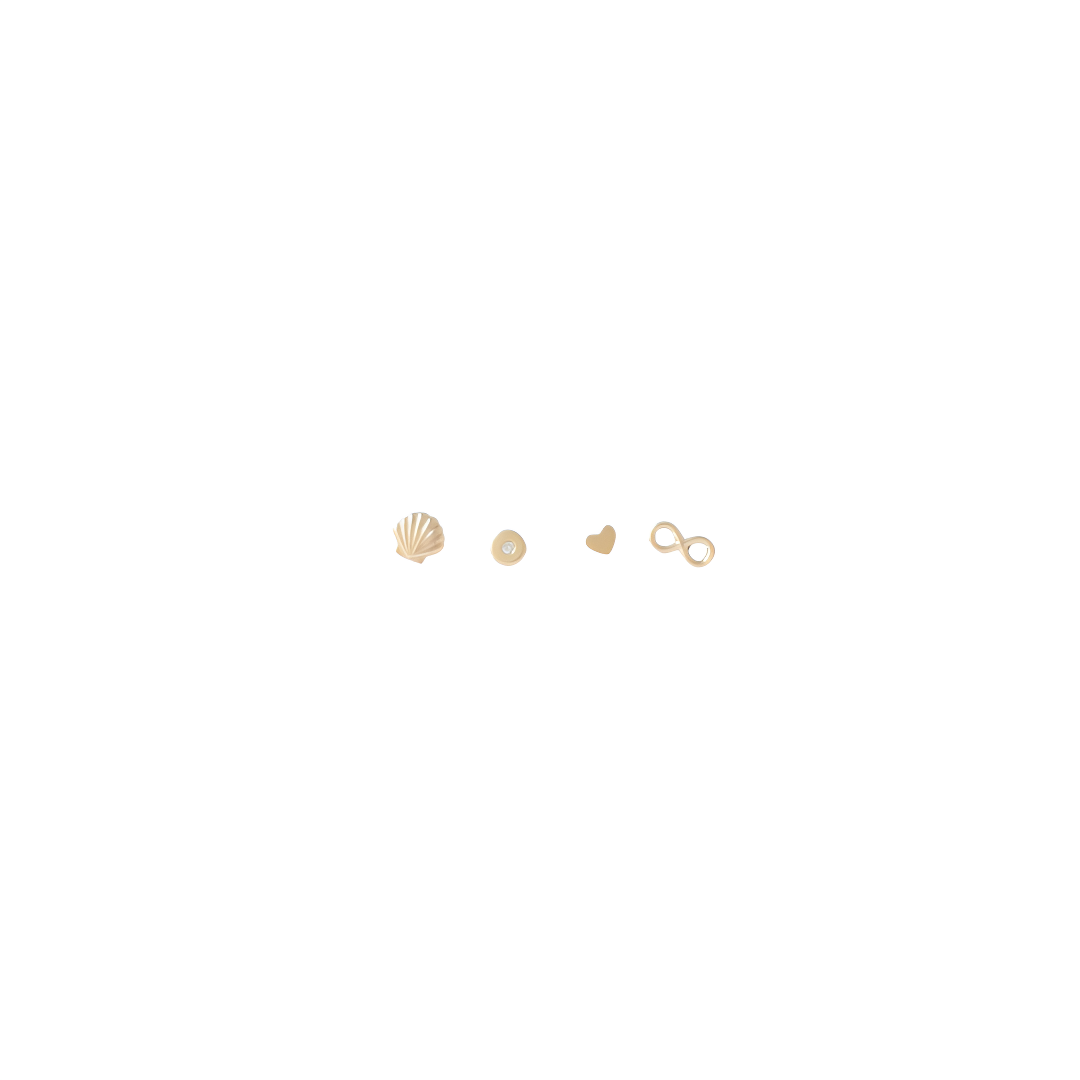 14k Single Solid Gold Studs