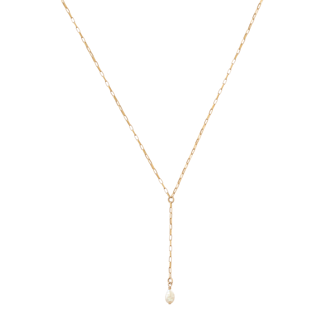 Pearl Drop Lariat Necklace